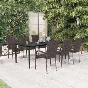 vidaXL, vidaXL 7-tlg. Garten-Essgruppe Braun und Schwarz, 