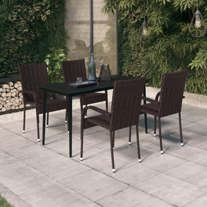 vidaXL, vidaXL 5-tlg. Garten-Essgruppe Braun und Schwarz, 