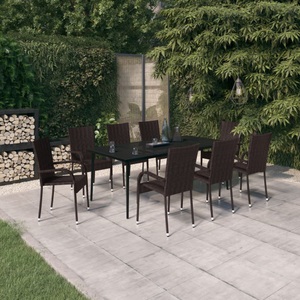 vidaXL, vidaXL 9-tlg. Garten-Essgruppe Braun und Schwarz, 