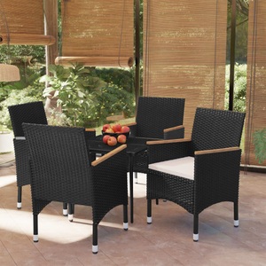 vidaXL, vidaXL 5-tlg. Garten-Essgruppe mit Kissen Schwarz, 
