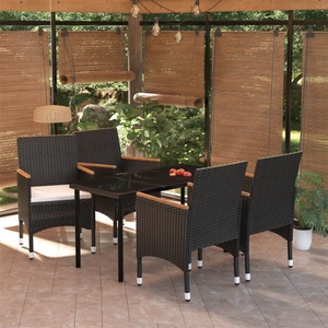 vidaXL, vidaXL 5-tlg. Garten-Essgruppe mit Kissen Schwarz, 