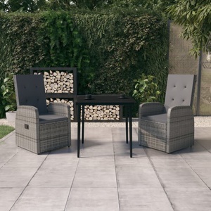 vidaXL, vidaXL 3-tlg. Garten-Essgruppe mit Kissen Grau