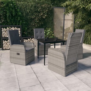 vidaXL, vidaXL 5-tlg. Garten-Essgruppe mit Kissen Grau