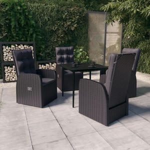 vidaXL, vidaXL 5-tlg. Garten-Essgruppe mit Kissen Schwarz, vidaXL 5-tlg. Garten-Essgruppe mit Kissen Schwarz