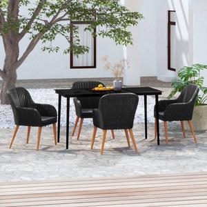 vidaXL, vidaXL 5-tlg. Garten-Essgruppe mit Kissen Schwarz