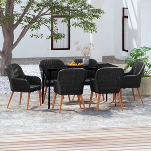 vidaXL, vidaXL 7-tlg. Garten-Essgruppe mit Kissen Schwarz