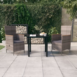 vidaXL, vidaXL 3-tlg. Garten-Essgruppe mit Kissen Grau, 