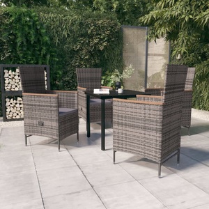 vidaXL, vidaXL 5-tlg. Garten-Essgruppe mit Kissen Grau, 