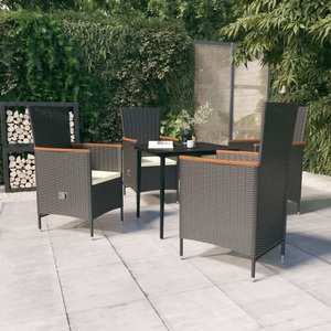 vidaXL, vidaXL 5-tlg. Garten-Essgruppe mit Kissen Schwarz, vidaXL 5-tlg. Garten-Essgruppe mit Kissen Schwarz