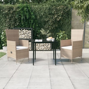 vidaXL, vidaXL 3-tlg. Garten-Essgruppe mit Kissen Beige