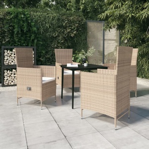 vidaXL, vidaXL 5-tlg. Garten-Essgruppe mit Kissen Beige, vidaXL 5-tlg. Garten-Essgruppe mit Kissen Beige