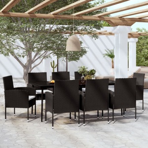 vidaXL, vidaXL 9-tlg. Garten-Essgruppe Schwarz, 