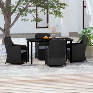 vidaXL, vidaXL 5-tlg. Garten-Essgruppe mit Kissen Schwarz, 