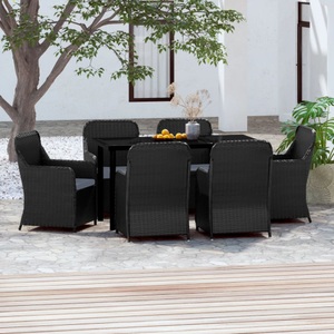 vidaXL, vidaXL 7-tlg. Garten-Essgruppe mit Kissen Schwarz, 
