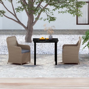 vidaXL, vidaXL 3-tlg. Garten-Essgruppe mit Kissen Braun, 