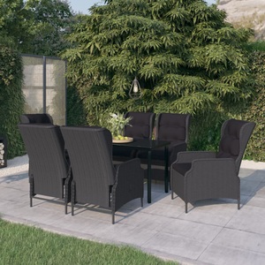 vidaXL, vidaXL 7-tlg. Garten-Essgruppe Dunkelgrau, 