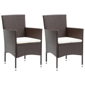 vidaXL, vidaXL Garten-Essstühle 2 Stk. Poly Rattan Braun