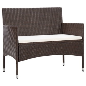 vidaXL, vidaXL Gartenbank mit Kissen Poly Rattan Braun, vidaXL Gartenbank mit Kissen Poly Rattan Braun