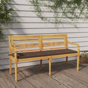 vidaXL, vidaXL Batavia-Bank mit Taupe Kissen 150 cm Massivholz Teak, vidaXL Batavia-Bank mit Taupe Kissen 150 cm Massivholz Teak