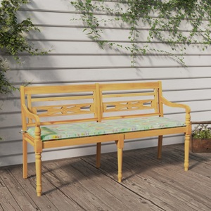 vidaXL, vidaXL Batavia-Bank mit Kissen Blattmuster 150 cm Massivholz Teak, 