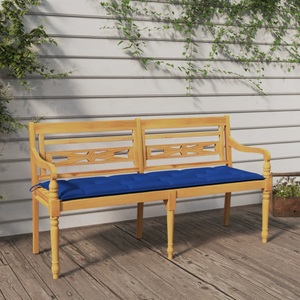 vidaXL, vidaXL Batavia-Bank mit Blauem Kissen 150 cm Massivholz Teak, vidaXL Batavia-Bank mit Blauem Kissen 150 cm Massivholz Teak
