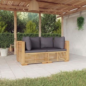 vidaXL, vidaXL Garten-Ecksofas mit Kissen 2 Stk. Massivholz Teak, vidaXL Garten-Ecksofas mit Kissen 2 Stk. Massivholz Teak