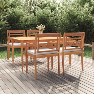 vidaXL, vidaXL 5-tlg. Garten-Essgruppe mit Kissen Massivholz Teak