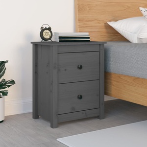vidaXL, vidaXL Nachttisch Grau 50x35x61,5 cm Massivholz Kiefer, 