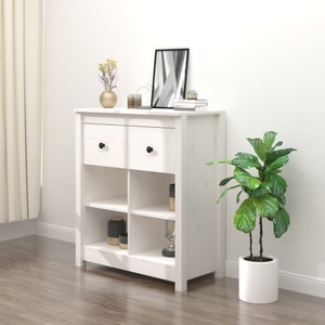 vidaXL, vidaXL Sideboard Weiß 70x35x80 cm Massivholz Kiefer, vidaXL Sideboard Weiß 70x35x80 cm Massivholz Kiefer