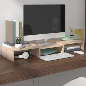 vidaXL, vidaXL Monitorständer 60x24x10,5 cm Massivholz Kiefer, vidaXL Monitorständer 60x24x10,5 cm Massivholz Kiefer