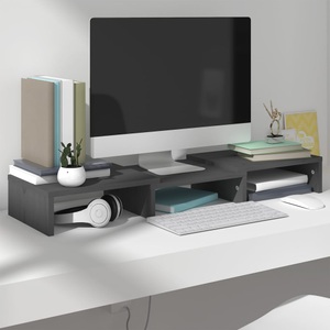 vidaXL, vidaXL Monitorständer Grau 60x24x10,5 cm Massivholz Kiefer, vidaXL Monitorständer Grau 60x24x10,5 cm Massivholz Kiefer