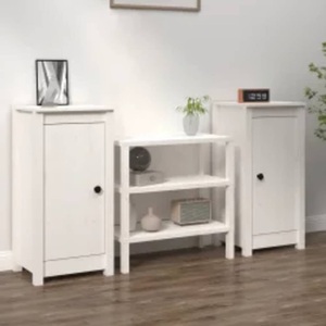 vidaXL, vidaXL Sideboards 2 Stk. Weiß 40x35x80 cm Massivholz Kiefer