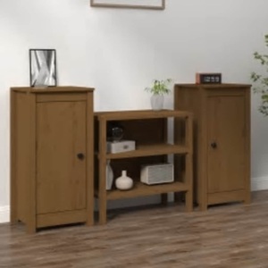 vidaXL, vidaXL Sideboards 2 Stk. Honigbraun 40x35x80 cm Massivholz Kiefer
