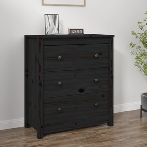 vidaXL, vidaXL Sideboard Schwarz 70x35x80 cm Massivholz Kiefer, 