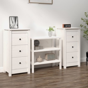 vidaXL, vidaXL Sideboards 2 Stk. Weiß 40x35x80 cm Massivholz Kiefer, vidaXL Sideboards 2 Stk. Weiß 40x35x80 cm Massivholz Kiefer