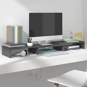 vidaXL, vidaXL Monitorständer Grau 80x24x10,5 cm Massivholz Kiefer, 