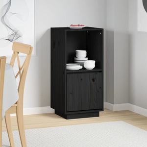 vidaXL, vidaXL Sideboard Schwarz 38x35x80 cm Massivholz Kiefer