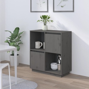 vidaXL, vidaXL Sideboard Grau 74x35x80 cm Massivholz Kiefer, vidaXL Sideboard Grau 74x35x80 cm Massivholz Kiefer