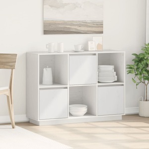 vidaXL, vidaXL Sideboard Weiß 110,5x35x80 cm Massivholz Kiefer, vidaXL Sideboard Weiß 110,5x35x80 cm Massivholz Kiefer