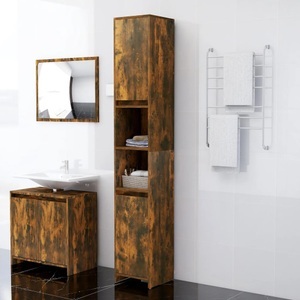 vidaXL, vidaXL Badezimmerschrank Räuchereiche 30x30x183,5 cm Holzwerkstoff, vidaXL Badezimmerschrank Räuchereiche 30x30x183,5 cm Holzwerkstoff