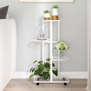 vidaXL, vidaXL Blumenständer 4-Etagen mit Rollen 44x23x80 cm Weiß Eisen, vidaXL Blumenständer 4-Etagen mit Rollen 44x23x80 cm Weiß Eisen