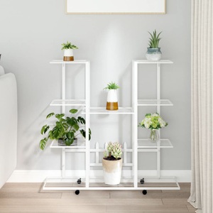 vidaXL, vidaXL Blumenständer mit Rollen 94,5x24,5x91,5 cm Weiß Eisen, vidaXL Blumenständer mit Rollen 94,5x24,5x91,5 cm Weiß Eisen
