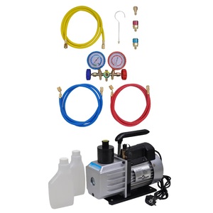 vidaXL, vidaXL Vakuumpumpe mit 2-Wege-Verteiler-Manometer Set für Klimaanlagen, vidaXL Vakuumpumpe mit 2-Wege-Verteiler-Manometer Set für Klimaanlagen