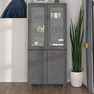 vidaXL, vidaXL Highboard HAMAR Massivholz Kiefer Dunkelgrau, 