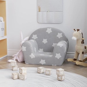 vidaXL, vidaXL Kindersofa Hellgrau mit Sternen Weich Plüsch, 