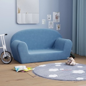 vidaXL, vidaXL Kindersofa 2-Sitzer Blau Weich Plüsch, 