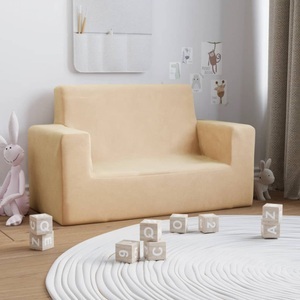 vidaXL, vidaXL Kindersofa 2-Sitzer Creme Weich Plüsch, vidaXL Kindersofa 2-Sitzer Creme Weich Plüsch
