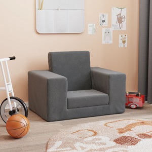 vidaXL, vidaXL Kindersofa Anthrazit Weich Plüsch, 