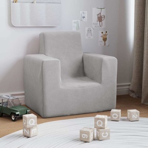 vidaXL, vidaXL Kindersofa Hellgrau Weich Plüsch, vidaXL Kindersofa Hellgrau Weich Plüsch
