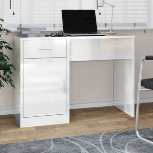 vidaXL, vidaXL Schreibtisch mit Stauraum Hochglanz-Weiß 100x40x73 cm